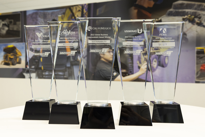 2022 Global Business Improvement Award trophies