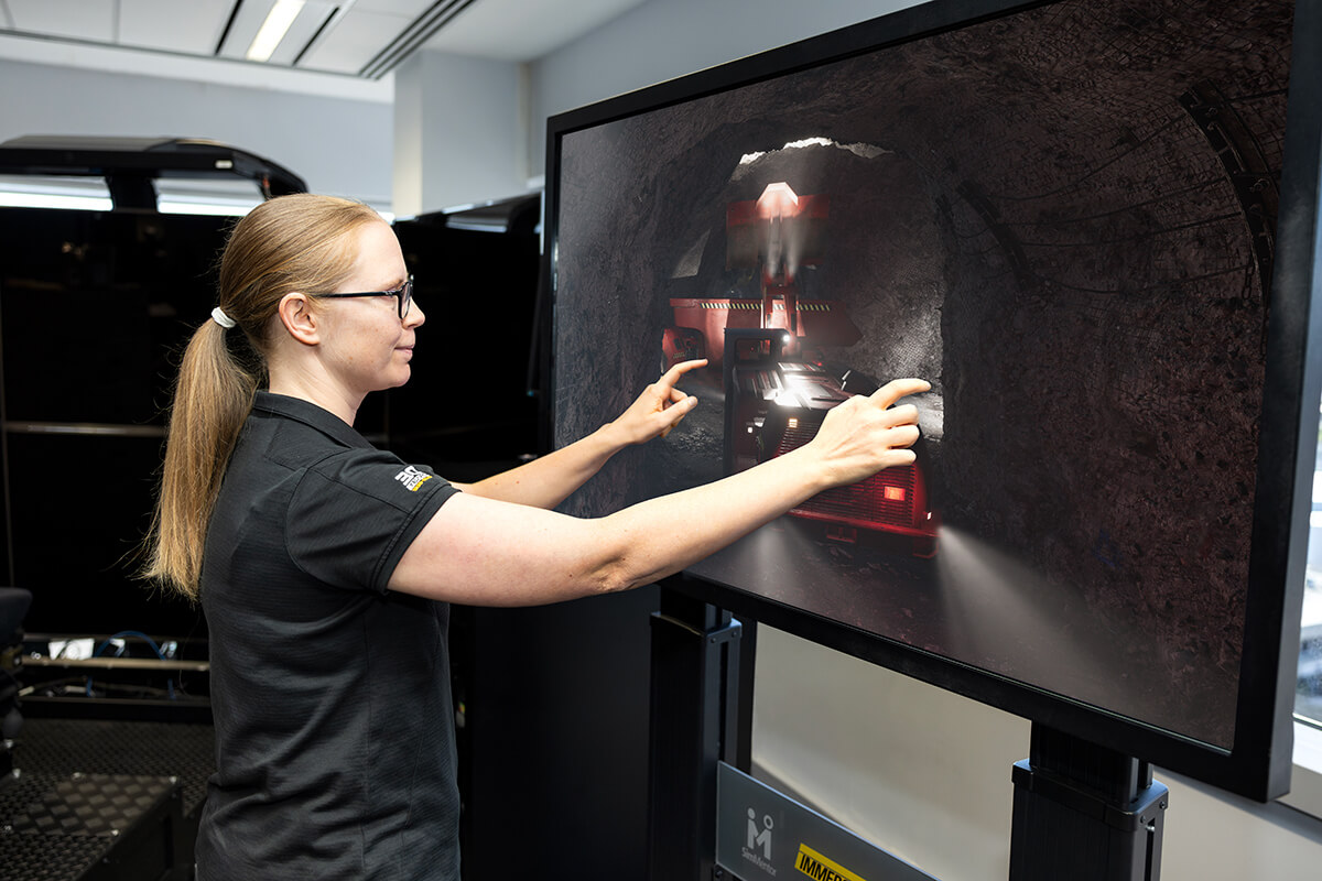 Touchscreen featuring Mine Standards Training for a Sandvik Underground Loader