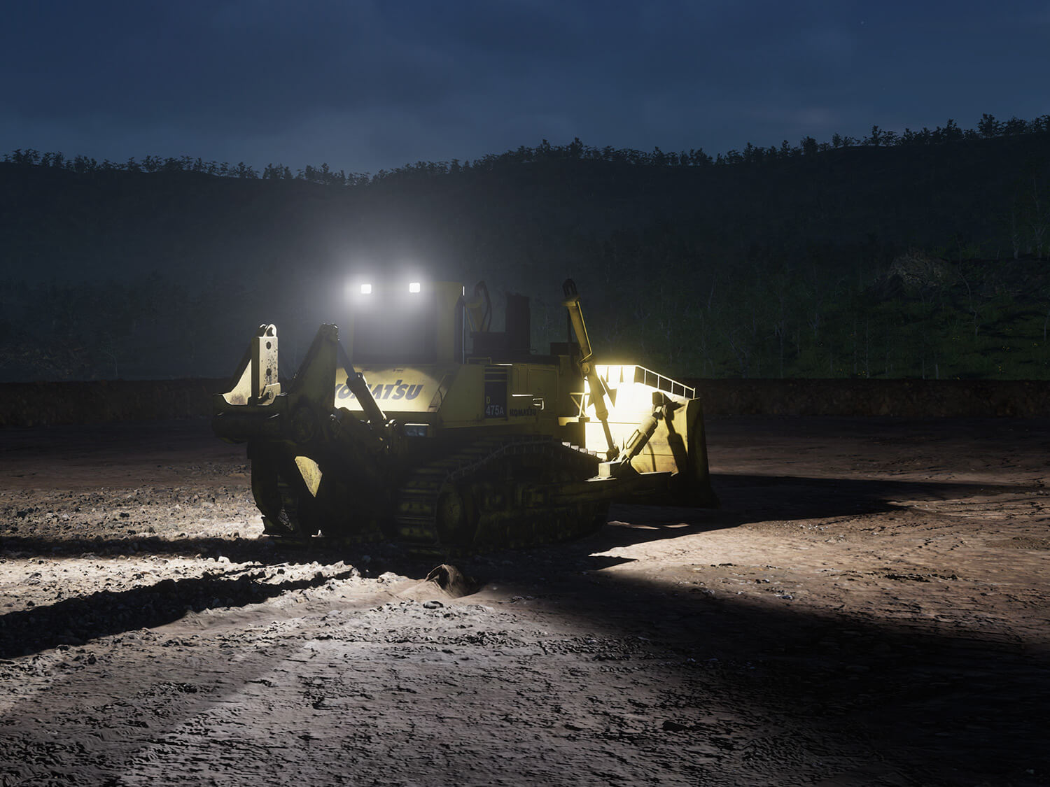 Komatsu D475A-5E0 Night Operating Training