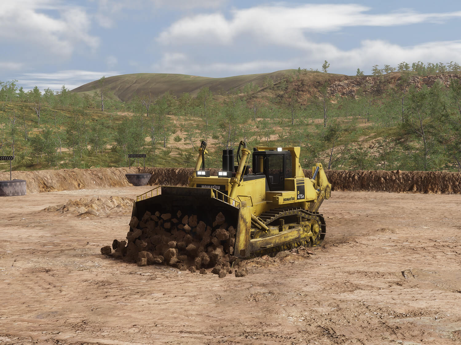 Komatsu D475A-5E0 Track Dozer (Palm Control) - Dozing Coal Valve Training