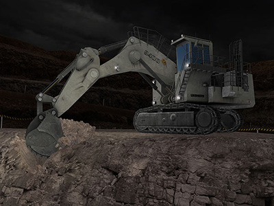 Liebherr R9400 Operating at Night Training