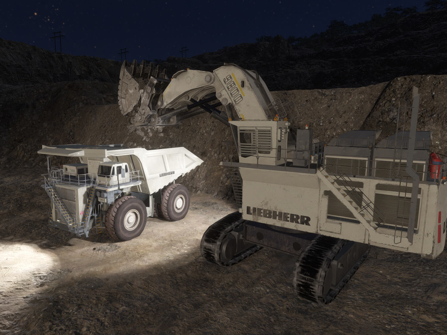 Liebherr R9800 Shovel Night