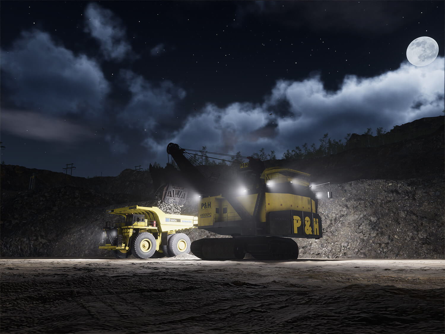 Komatsu (P&H) 2800XPC, 4100XPC & 4800XPC Electric Rope Shovels (Next Gen Controls, Centurion 6) Night Operating Training