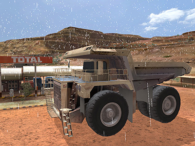 Cat (Bucyrus) MT4400 Adverse Weather  Training (shown on Custom Mine Site)