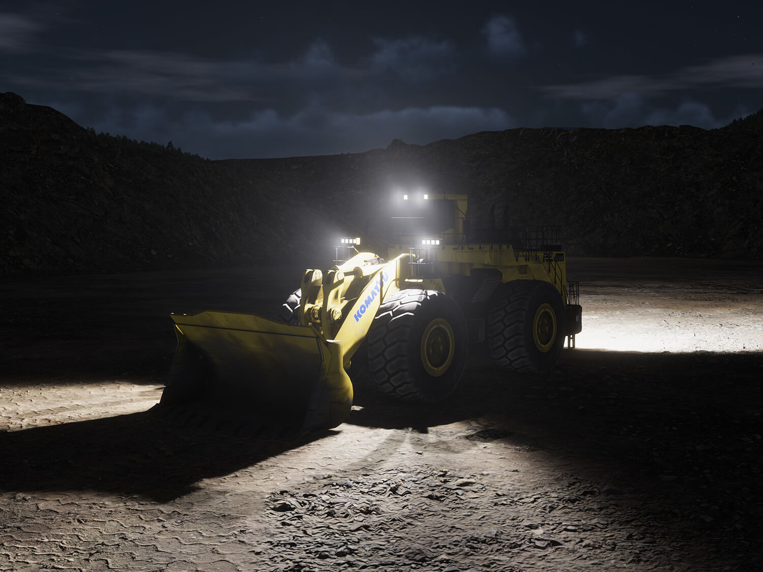 Komatsu WA1200-6 Night Operation Training