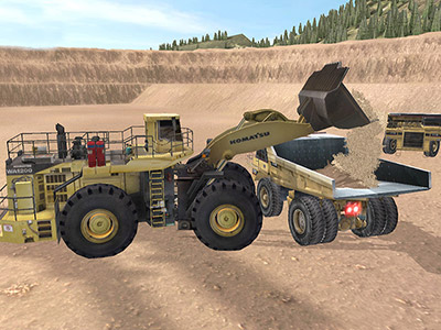 Komatsu WA1200-3 Dumping Training